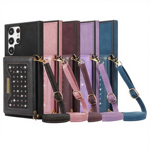 Étui de téléphone portable pour <span class=keywords><strong>Samsung</strong></span> S25 S26 avec porte-cartes, aimant, <span class=keywords><strong>cordon</strong></span>, anti-scanner, résistant aux chutes, étui bandoulière - Product Image 1
