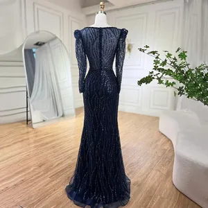 Serena collina musulmana blu sirena in rilievo abiti da sera abiti 2024 LA71931 personalizzati - Product Image 6