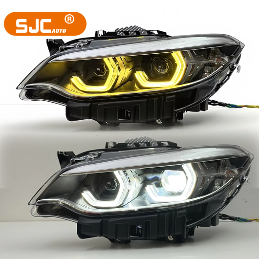 SJC Dual Color Headlight for BMW 2-Series F22 Headlights 2014-2021 Upgrade LED Lens Plug and Play Headlamps Yellow and White Drl