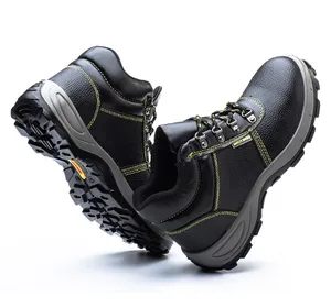 PU Leather Safety Boots Anti-slip Anti-puncture Construction Breathable Work Boot Steel Toe Industrial Safety Shoes For Men