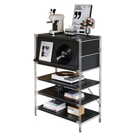Meuble de rangement latéral moderne en métal et bois, réglable en hauteur, gain de place, idéal pour salon et bureau – Vente directe usine