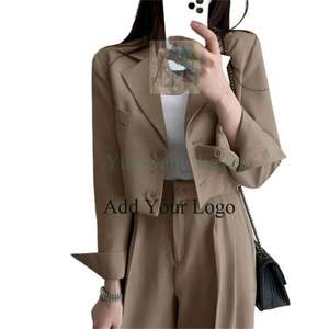 2024 femmes printemps automne petit costume haut vente chaude nouveau Design fermeture à glissière imprimé Techniques couleur unie saison d'hiver - Product Image 3