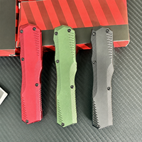 Couteau OTF, lame en acier Damas, manche en zinc et aluminium, couteau pliant de poche portable, outil de camping en plein air, EDC, vente en gros OEM, FBA