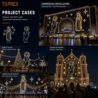 Luz LED 2D Impermeable IP65 con Motivo de Natividad, Silueta de la Sagrada Familia para Decoración de Paredes de Catedrales e Iglesias, Iluminación Navideña