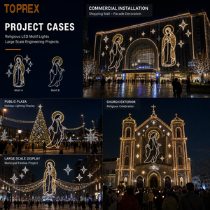 Motif lumineux LED 2D étanche IP65, scène de la Nativité, silhouette de la Sainte Famille pour la décoration murale de la cathédrale, éclairage de Noël - Product Image 1