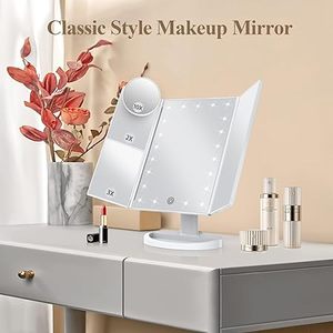 Espejo de Maquillaje con Luces, Aumento de 2X, 3X y 10X, Espejo de Maquillaje Iluminado con Control Táctil, Espejo de Maquillaje Tríptico - Product Image 2