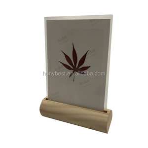 Khung Acrylic Hai Mặt Trong Suốt Giá Đỡ Bảng Hiệu Đế Gỗ, Giá Đỡ Trưng Bày Thực Đơn Để Bàn Bằng Gỗ Cho Nhà Hàng, Khách Sạn, Cử<span class=keywords><strong>a</strong></span> Hàng - Product Image 5