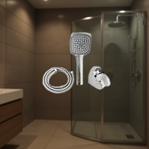 Elite Shower Head Set 1.5m Hose Wall Mount Chrome Finish Contemporary Design Easy Installation - Product Image 2