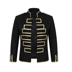 <b>Black</b> Style <b>Men</b> Handmade Embroidered Uniform <b>Long</b> Sleeve Stage Performance Outerwear <b>Jacket</b> - Product Image 1