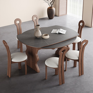 Mesa de Comedor Telescópica Ajustable de Madera Maciza Vintage, Convertible para <span class=keywords><strong>Restaurante</strong></span>, 8 Plazas, Estilo Americano Moderno y Sencillo para Oficina en Casa - Product Image 2