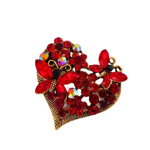 Broche Vintage de Cristal con Forma de Corazón, Broches de Diamantes Rojos con Forma de Estrella de Mar y Corazones de Durazno, Accesorios de Ropa - Product Image 6