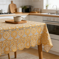 Nouvelle Arrivée 2026 – Nappe en PVC Doré Imperméable et Anti-Huile à Motifs Floraux, Jetable, avec Logo Personnalisé pour Restaurants – Vente en Gros