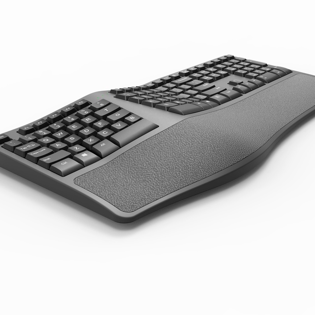 High Performance 2.4G Ergonomic Wireless Keyboard with Wrist Rest Cushion USB Interface Chrome/PC Material Split Design