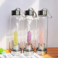 Bouteille d'eau en cristal de quartz faite à la main Sinyore, infusée de pierres précieuses, tendance mode, bouteille en cristal personnalisée