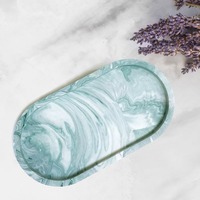 Plateau de service à effets de marbre de luxe pour café hôtel salle de bain plateau en résine pour vanité de salle de bain pour service de douche