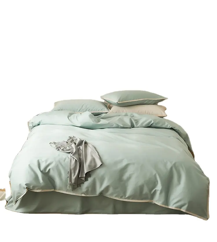 Set di biancheria da letto trapuntata Queen size set di biancheria da letto trapuntata per letto in cotone set di lenzuola piatte con angoli di lusso per hotel