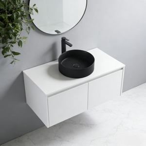 <span class=keywords><strong>Lavabo</strong></span> <span class=keywords><strong>Circular</strong></span> Negro Mate de Lujo para Hotel, Mueble de Baño Moderno de Estilo Minimalista, <span class=keywords><strong>Lavabo</strong></span> de Cerámica - Product Image 1