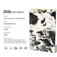 Panel de Pared WPC con Efecto Mármol Negro Dorado de Lujo, Colección de Vetas Blancas y Negras de 9 mm, Revestimiento de Pared Interior Impermeable e Ignífugo
