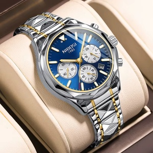 For 2608 Fashion Luxury Chronograph <b>Watch</b> for Men Stainless Steel 3BAR Water Resistant Luminous Date Quartz <b>Watch</b> Push Button - Product Image 3