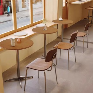 Retro Style <b>Table</b> and Chairs Set for Youth Hostel Round <b>Square</b> Hotel Furniture Dining Hall Commercial Minimalist Design Adds a S - Product Image 2