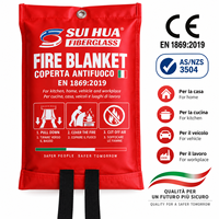 Couverture anti-feu en fibre de verre avec sac de rangement EN 1869:2019 pour cuisine, maison, hôtel, restaurant, situations d'urgence