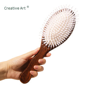 천연 멧돼지 털 헤어 브러쉬, 부드러운 엉킴 방지 천연 우드 핸들 헤어브러쉬, 모발 유분 배분으로 자연스러운 윤기 연출 - Product Image 5