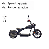 Scooter électrique à deux roues Citycoco MH3 avec batterie au lithium 60V 50AH 4000W, frein à disque CBS, moteur sans balais, numérique, capacité de charge de 200 kg