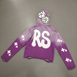 Sudadera con capucha para hombre, estilo urbano vintage, lavada y desgastada, con hombros caídos, corte holgado, con parche bordado personalizado y estampado - Product Image 2