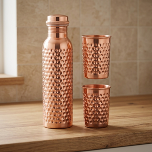 Ensemble de bouteilles d'eau isothermes en cuivre martelé à double paroi, écologiques, avec logo personnalisé, idées cadeaux, style moderne, pour le bureau et la maison - Product Image 3