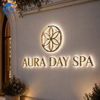 Letrero con Letras Retroiluminadas LED y Baño de Oro Directo de Fábrica, Letrero con Logotipo Retroiluminado para Negocios
