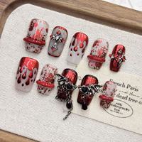 Faux ongles courts faits main pour Halloween, ongles artificiels de haute qualité à presser, design atmosphérique, lot de 10 pièces