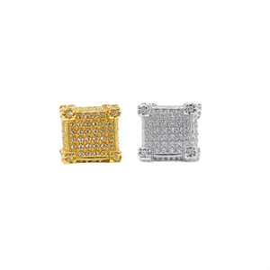 Orecchini a Perno Geometrici Trendy Placcati Oro in Lega di Zinco con Cristalli e Strass Micro-Incastonati, Gioielli da Festa Unisex, Orecchini alla Moda - Product Image 1