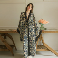 Robe longue en satin à imprimé léopard, à nouer à la taille, décontractée, sexy, luxueuse et sophistiquée