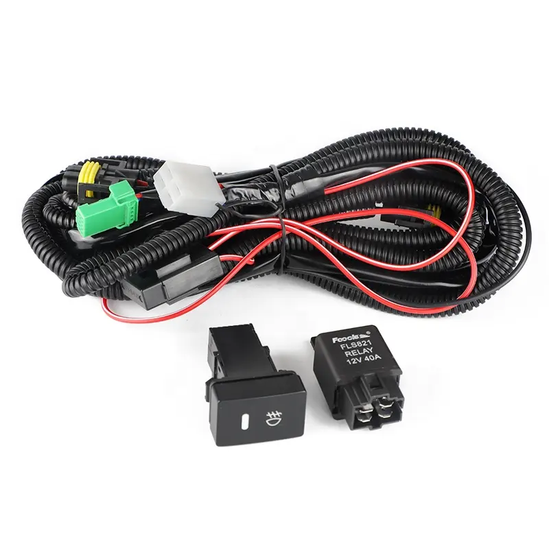 CQL H11 881 H9 H8 Fog Light Headlight Wire Harness Sockets Kit Relay Module Box Wiring Adapters Wires 40A Relay Connector Switch