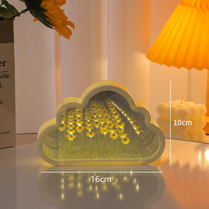 โคมไฟกลางคืนรูปเมฆขนาดเล็ก DIY ควบคุมด้วยปุ่ม กระจกเงา ลายดอกไม้ ทะเล ของตกแต่งโต๊ะทำงาน ของขวัญสร้างสรรค์ แสงสร้างบรรยากาศ สำหรับแฟนสาว - Product Image 5