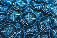 Patch brodé Hibou Bleu 'No Sleep', Applique Slogan Hibou Nocturne Cool pour Veste en Jean, Sac à Dos, Vêtements Gothiques, Streetwear, Punk
