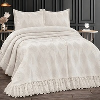 Ensemble de literie en dentelle de style européen personnalisable, comprenant une couvre-lit et une taie d'oreiller en chenille, pour le commerce transfrontalier exclusif