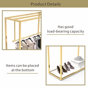 Tùy chỉnh Hàng may mặc treo màn hình đứng vàng quần áo đứng hiển thị quần áo giá bán lẻ hàng may mặc cho cửa hàng quần áo - Product Image 2