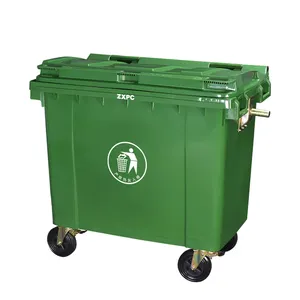 660 리터 쓰레기 용기 4 범용 바퀴 플라스틱 공업용 쓰레기통