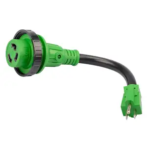 J604 adaptor pengunci wanita, kabel adaptor RV 30 Amp ke 15 Amp 30 Amp ke 110 untuk Trailer RV