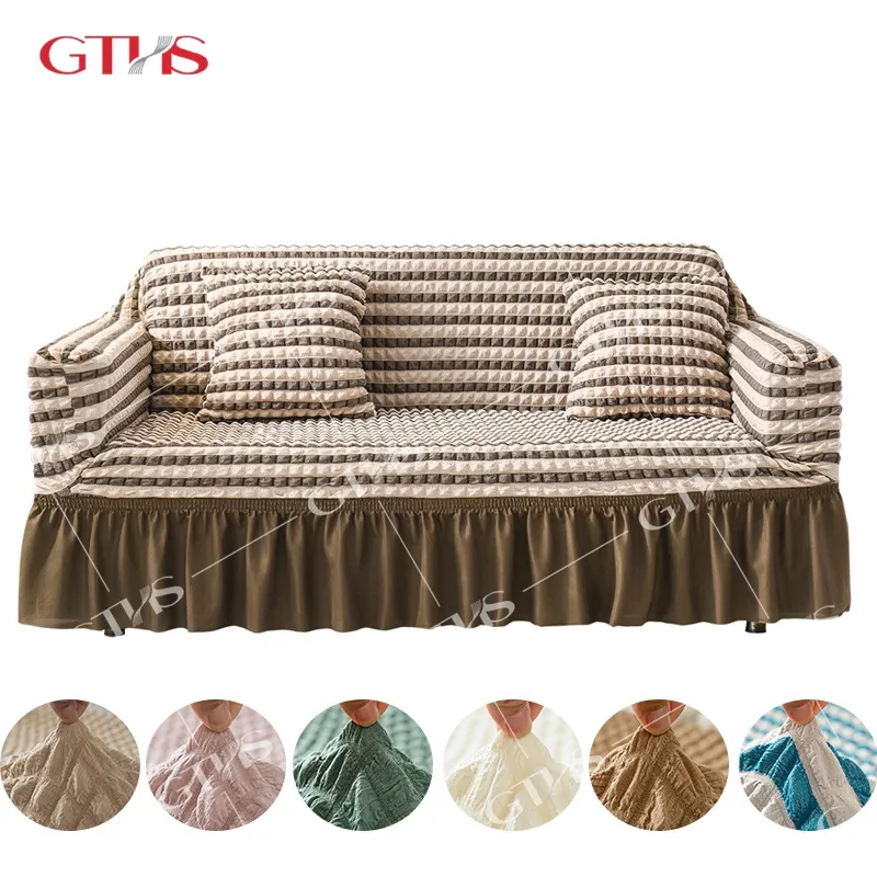 Design Luxury Wholesale Sofa Chair Covers Recliner Sofa Frill Jacquard 3 Seater Sofa Covers Slipcover Elastic Stretch