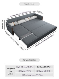 Sofá Cama Plegable Multifuncional de Tela y Metal, Diseño Moderno, Mueble para el Hogar, Ideal para Espacios Pequeños - Product Image 3