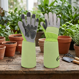 New Customization Outdoor Hand Protective Breathable Leather Coated <b>Garden</b> Work Gloves <b>Hook</b> Loop Closure Anti-static - Product Image 1
