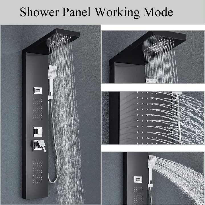 Rainfall 3-Funtion Dual Shower Heads Complete Shower System Black