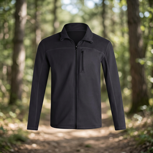 <b>Men's</b> Solid <b>Black</b> Stand Collar softshell Fleece Jacket Windproof Zip Up Sporty Warm Autumn <b>Coat</b> - Product Image 2