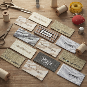 Étiquette en tissu personnalisée, <span class=keywords><strong>haute</strong></span> <span class=keywords><strong>couture</strong></span>, <span class=keywords><strong>logo</strong></span> jacquard, satin de soie, coton, soie, tissu gaufré, col haut, tissu <span class=keywords><strong>haute</strong></span> densité - Product Image 4