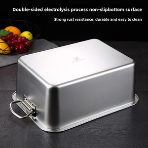 Plats de cuisson rectangulaires en acier inoxydable, grands, à fond <span class=keywords><strong>plat</strong></span>, boîtes de rangement alimentaire pour buffet - Product Image 4