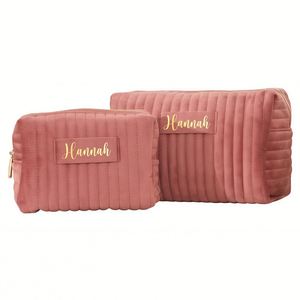 Bolsa de Maquillaje Personalizada con Nombre, Bolsa de Almacenamiento de Cosméticos, Bolsa de Aseo de Terciopelo para Viaje, Regalos para Damas de Honor, Regalo para el Día de la Madre - Product Image 1