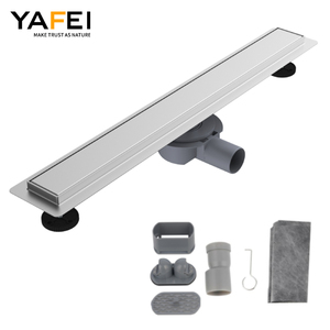 Rejilla de drenaje lineal de acero inoxidable extraíble con sifón antiolor y llave de desagüe para baño - Product Image 1