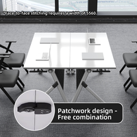 Bureau d'étude moderne pliable et mobile avec chaises, ensemble de table pliante pour 6 personnes, idéal pour les réunions, la formation et les conférences